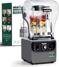 Wantjoin Commercial Quiet Blender for Kitchen Smoothie Protein Shake Licuadora Countertop Professional Electric Food Machine for Puree Milkshake Juice Drink and Ice with Silent Cover 2200ml 1800W