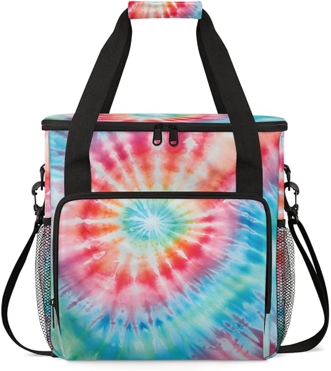 Tie Dyeing Coffee Maker Carrying Bag Pink Yellow Travel Storage Bag Compatible with K-Mini or K-Mini Plus Single Serve Coffee Brewer Carrying Case with Multiple Pockets &amp Shoulder Strap
