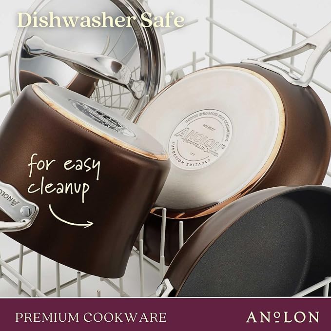 Anolon Nouvelle Copper Hard Anodized Nonstick Wok/Stir Fry Pan/Wok Pan - 12 Inch Sable Brown