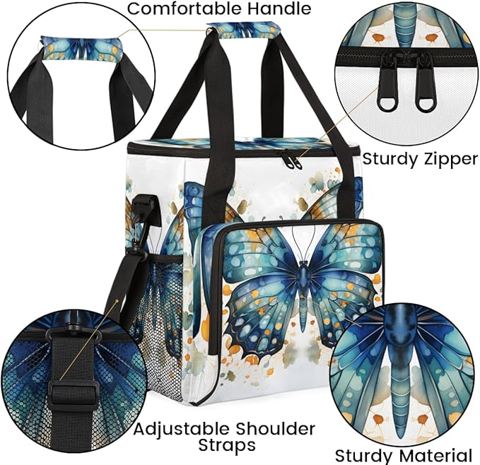 Artistic Butterfly Coffee Maker Carrying Bag Watercolor Butterfly Travel Storage Bag Compatible with K-Mini or K-Mini Plus Single Serve Coffee Brewer Carrying Case with Pockets &amp Shoulder Strap