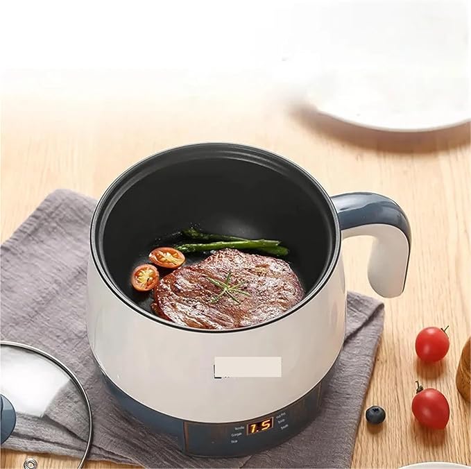 1-2 People Electric Rice Cookers Mini Portable Multicooker Smart Multifunctional Flat Stew Saucepan Steamer Ramen Pot 220V(Single Layer)