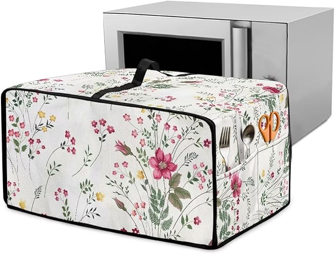 Doojoayie Floral Toaster Oven Cover Universal Fit Kitchen Appliance Dust Protector 4 Slice Toaster Cover Polyester Fabric Kitchen Appliance Dustproof Protector