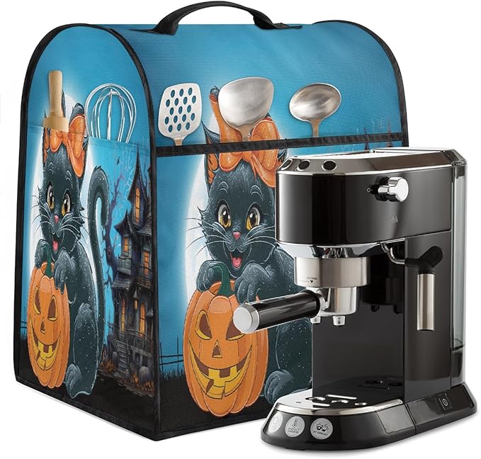 cfpolar Kitchen Aid Mixer Cover Compatible with 6-8 Quarts Halloween Black Cat Pumpkin Stand Mixer Cover Kitchen Aid Mixers Accessories Appliance Organizer Bag Dust Covers with Zipper Pocket