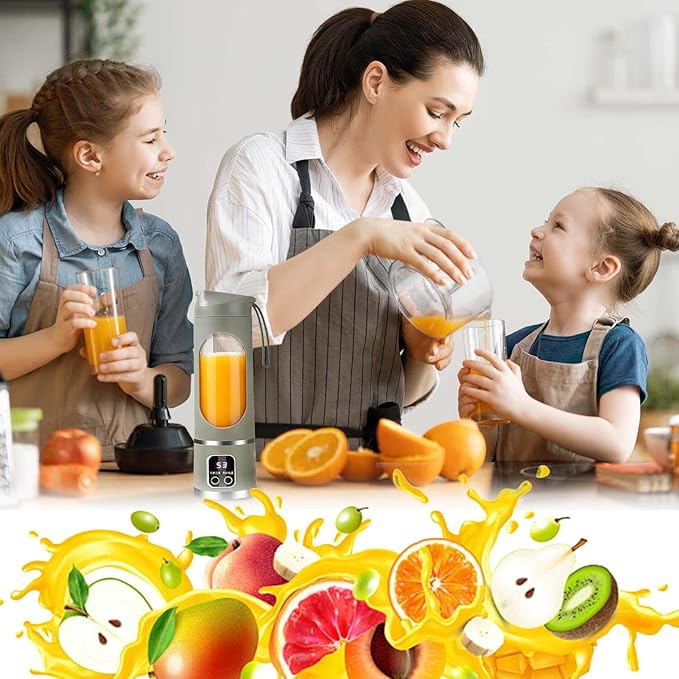 Portable Juicer | 450ml Wireless Mixer with LED DisplayPortable Blender Cup | for Home Gym Kitchen Beach School Camping Hiking Picnic Vacation Apartment Dorm