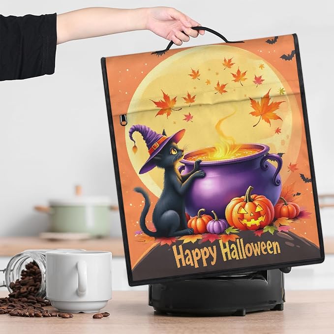 cfpolar Kitchen Aid Mixer Cover Compatible with 6-8 Quarts Halloween Black Cat Crucible Stand Mixer Cover Kitchen Aid Mixers Accessories Appliance Organizer Bag Dust Covers with Zipper Pocket