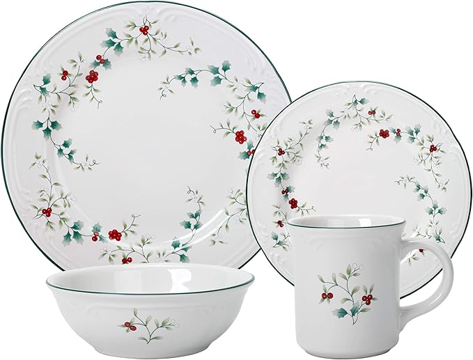 Pfaltzgraff Winterberry 16-Piece Dinnerware Set Service for 4 &amp Winterberry Bless This House Plate -