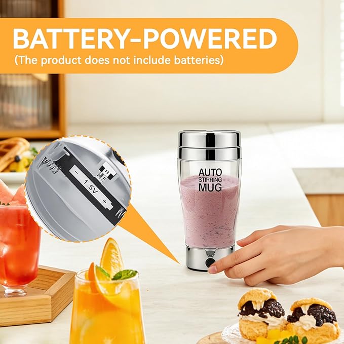 400ml Electric Stirring Mug Auto Stirring Mug Electric with Stainless Steel Automatic Self Mixing Cup for Men Women Kids