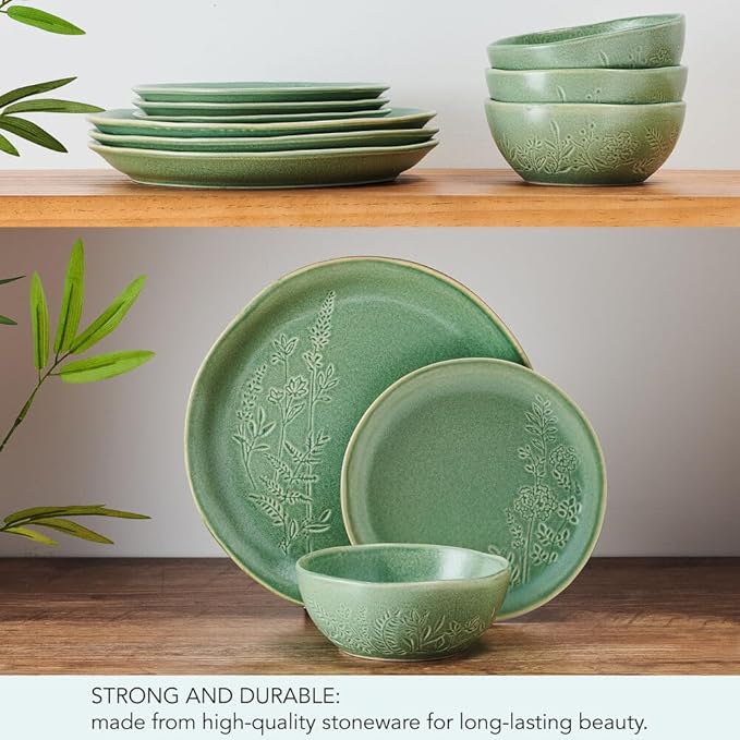 Pfaltzgraff Carrie 12 Piece Dinnerware Set Service for 4 Green