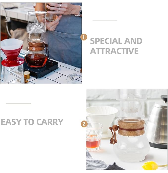 Cold Brew Coffee Maker Glass Coffee Pot Teapot Handcrafted Glass Water Pot Cold Brew Brewing Set for Home Kitchen