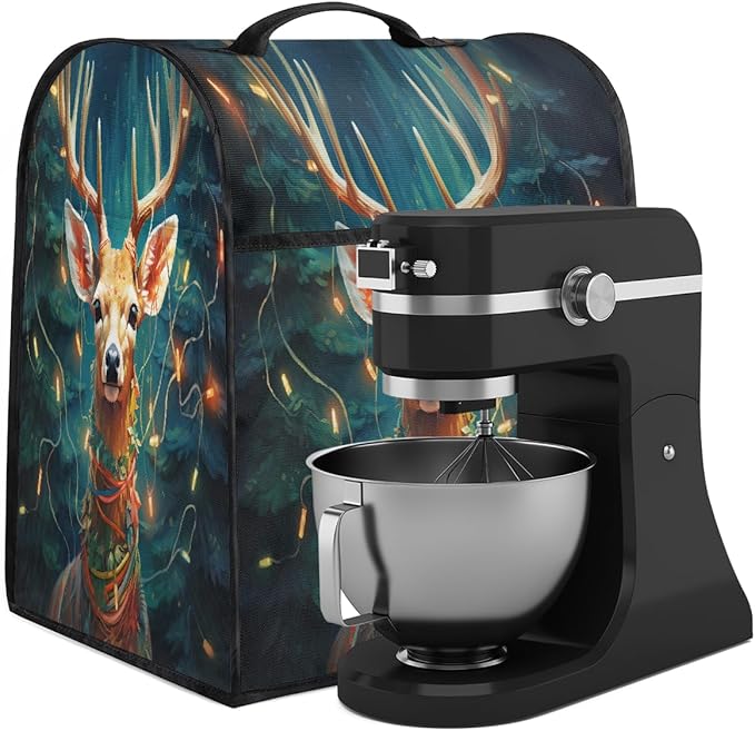 cfpolar Kitchen Aid Mixer Cover Compatible with 6-8 Quarts Animal Deer Christmas Stand Mixer Cover Kitchen Aid Mixers Accessories Appliance Organizer Bag Dust Covers with Zipper Pocket