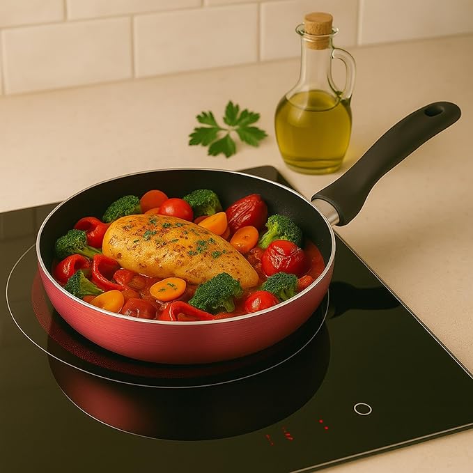 Well Home Set of 4 Pans Diameter 16 Diameter 20 Diameter 24 Diameter 28 cm Made of Pressed Aluminium in Metallic Bronze