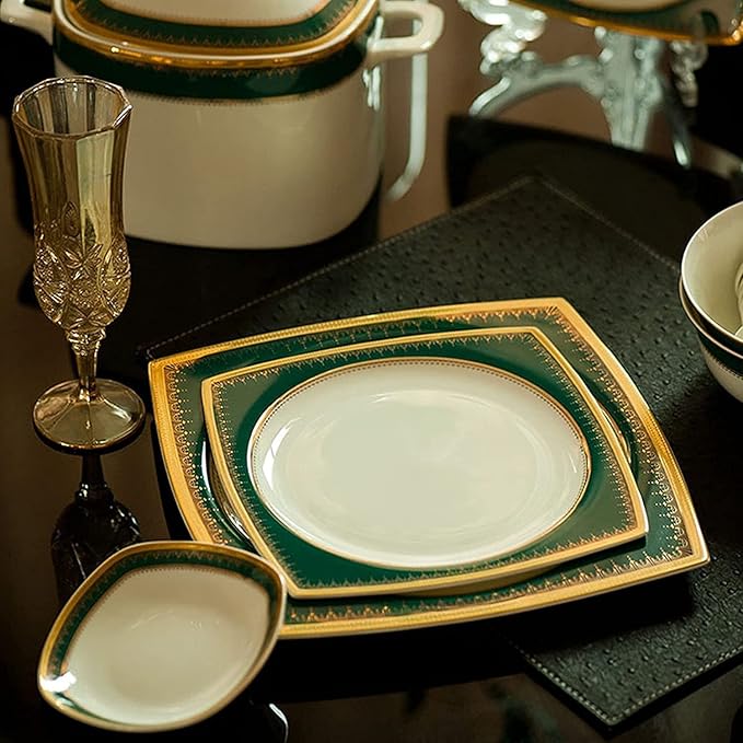 Dinnerware Set Dinner Party Tableware Service Set Square Stoneware Dinnerware Set 58 Pieces Bone China Porcelain Dinnerware Set