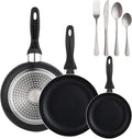 Wellhome 3 Piece Pressed Aluminium Pan Set 16/20/24 + 16 Piece Stainless Steel Cutlery Set