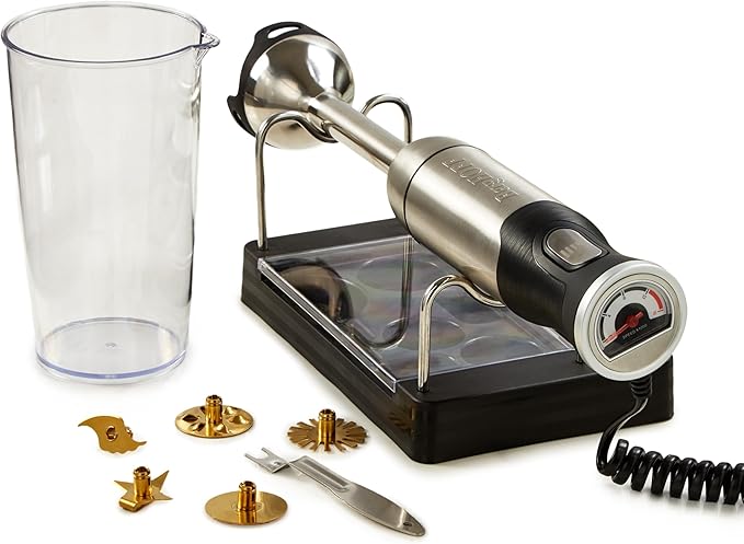BergHOFF X5 Pro Handheld Food Processor with Grinder Immersion Hand Blender with Attachments 16 Speeds Titanium Blades for Smoothies Baby Food Soup
