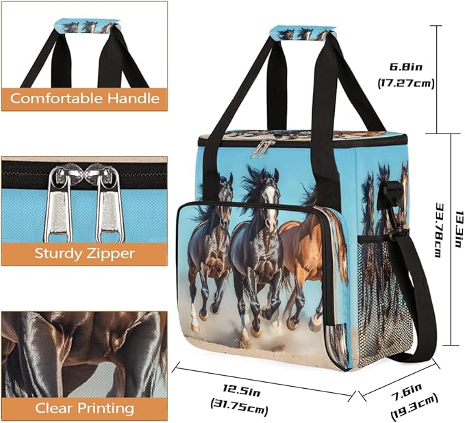 Running Black Horse Coffee Maker Carring Bag Travel Carrying Storage Tote Bag Compatible with Keurig K-Mini or K-Mini Plus Portable Single Serve Coffee Brewer Case with Pockets for K-cup Pods