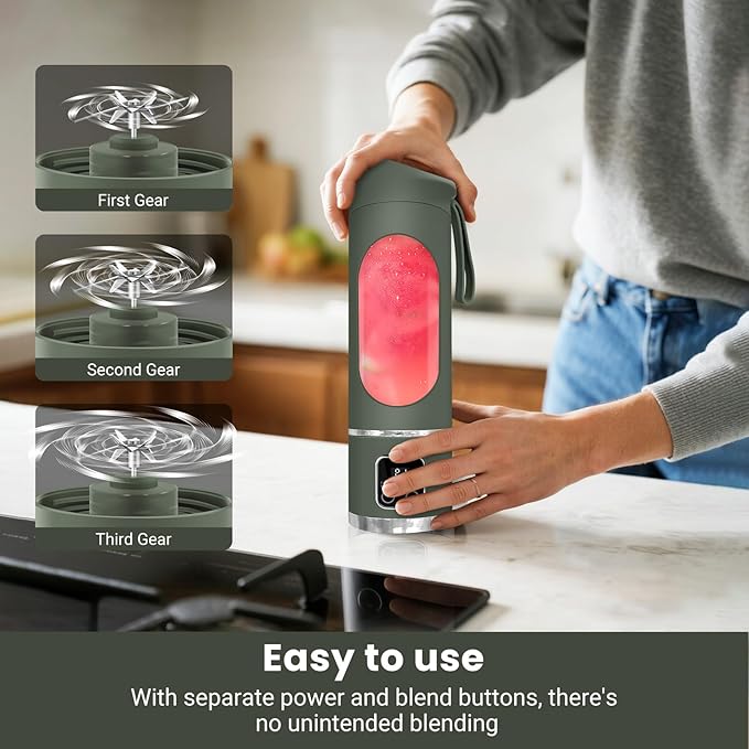 Portable Blender Personal Electric USB500ML Portable juicer Shakes and Smoothies BlenderSmall BlendersMixingCompact、Convenient and Versatile (Green)