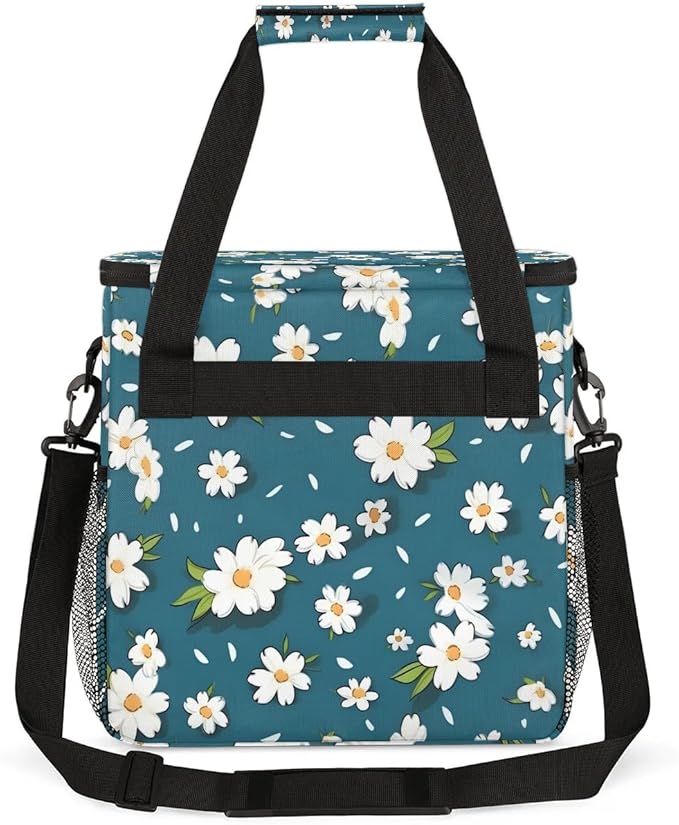 Flowers Daisy Print Coffee Maker Travel Bag for K-Mini or K-Mini Plus Single Serve Coffee Brewer Portable Storage Tote Case for Tarvel