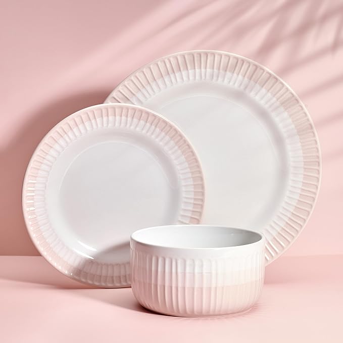Rising Up 12 Piece Dinnerware Set Service for 4 Blush