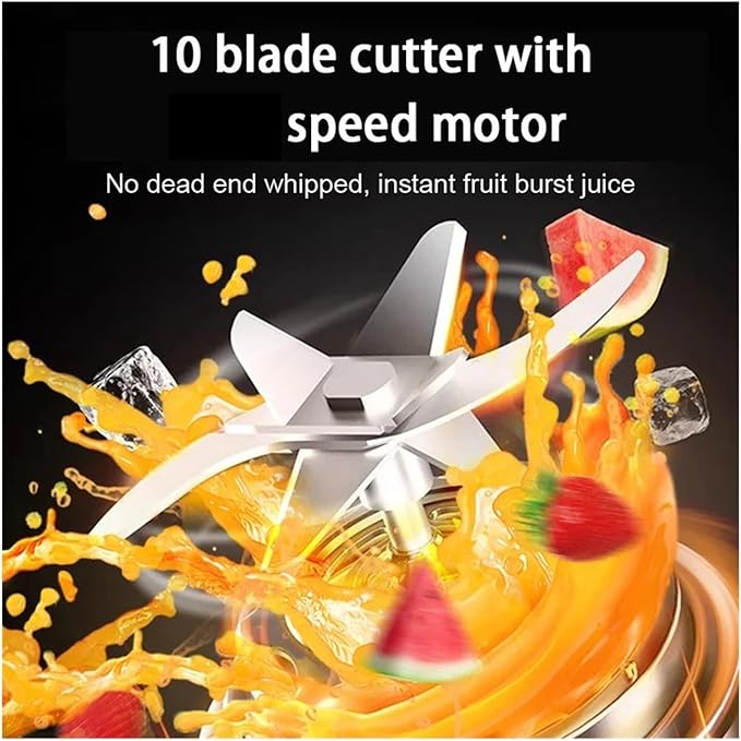 Fit for 340ml Portable Electric Juicer with LCD Display - Rechargeable Fruit Juice Cup for Outdoor Travel 14 Blades(H)