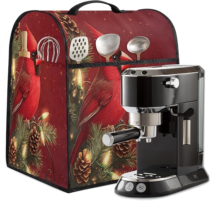 cfpolar Kitchen Aid Mixer Cover Compatible with 6-8 Quarts Christmas Holly Cardinal Stand Mixer Cover Kitchen Aid Mixers Accessories Appliance Organizer Bag Dust Covers with Zipper Pocket