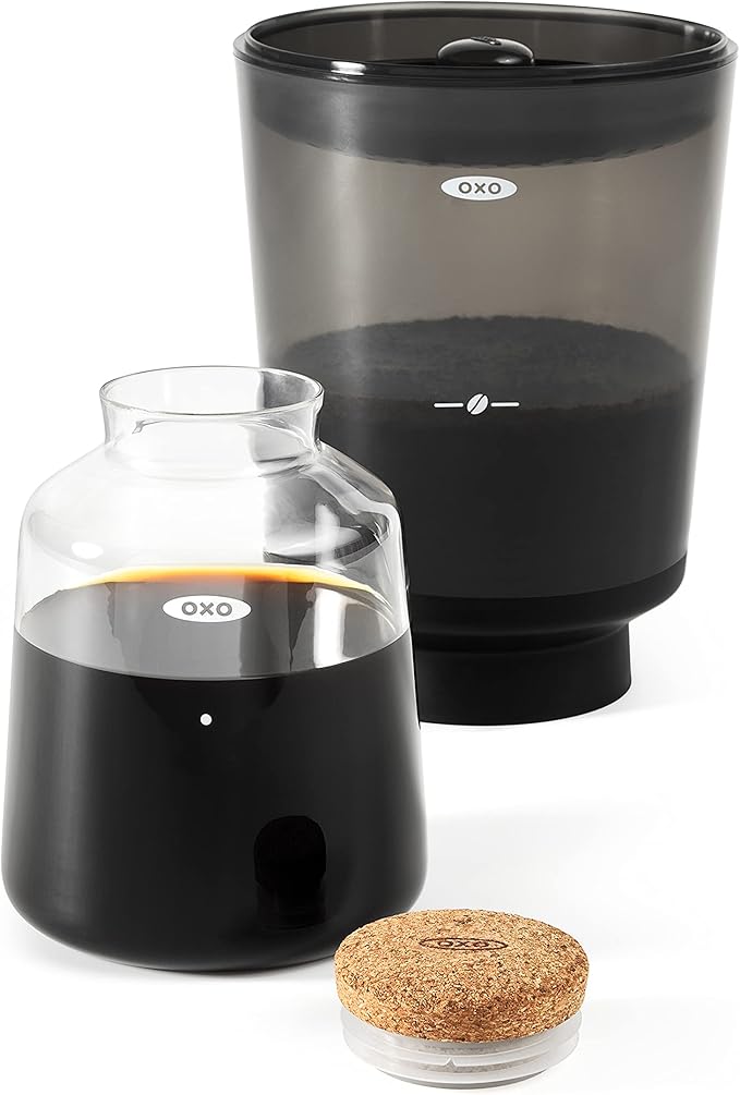 OXO Brew Compact Cold Brew Coffee Maker &amp Brew Single Serve Pour-Over Coffee Maker 12 ounces White
