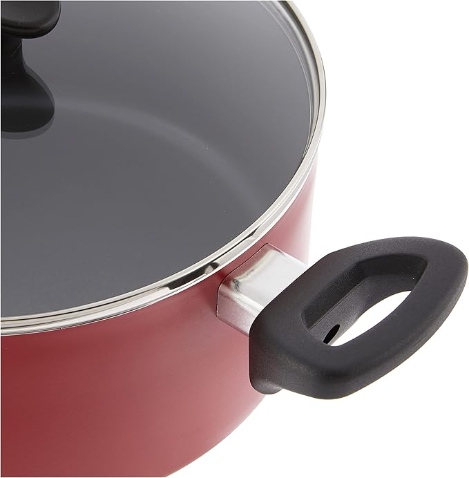 BELLA Cookware Set 12 Piece Pots and Pans with Utensils Nonstick PFOA Free Scratch Resistant Cooking Surface Compatible with All Stoves Nylon and Aluminum Red