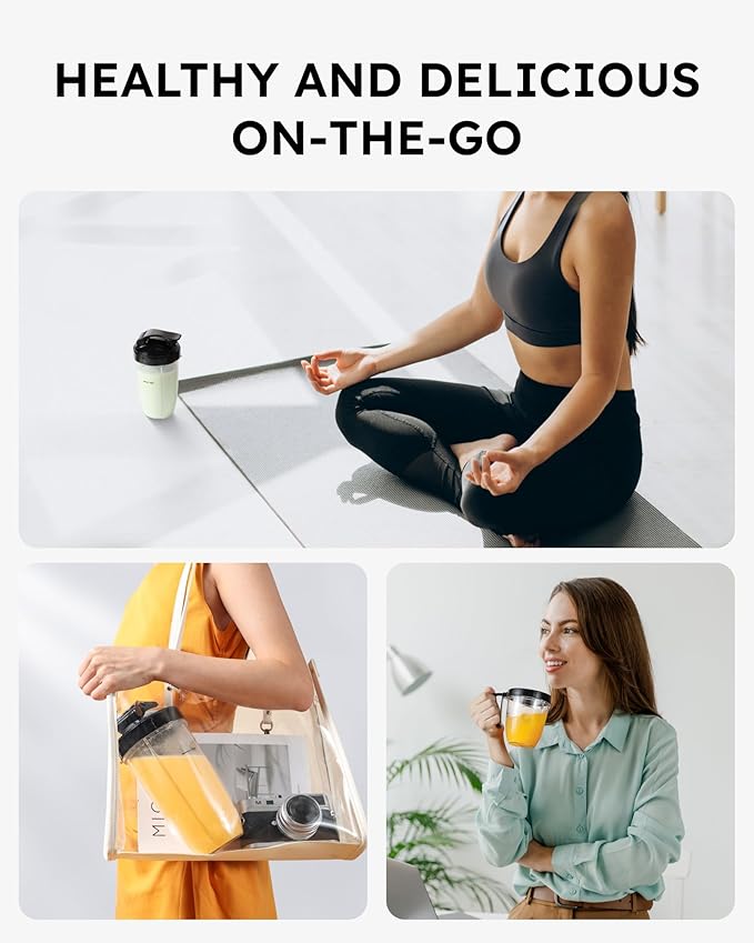 Sangcon 1000W Smoothie Blender for Kitchen Blenders for Smoothies with (3) Cups (2) Spout Covers (1) Storage Cap (1) To-Go Cap Portable Blender for Shakes Ice Crushing Frozen Drinks Spices