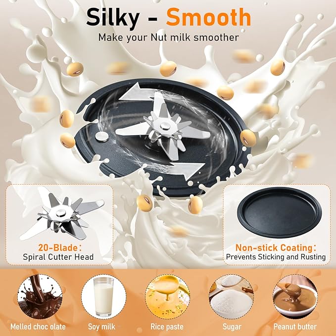 10 in 1 Nut Milk Maker Machine58oz Auto Soy Milk Maker with 20 BladesLED DisplayNut Milk Maker with 24H Delay Start&amp12H Keep WarmAlmond Milk MakerOatSoyPlant-Based MilkJuice for Homemade