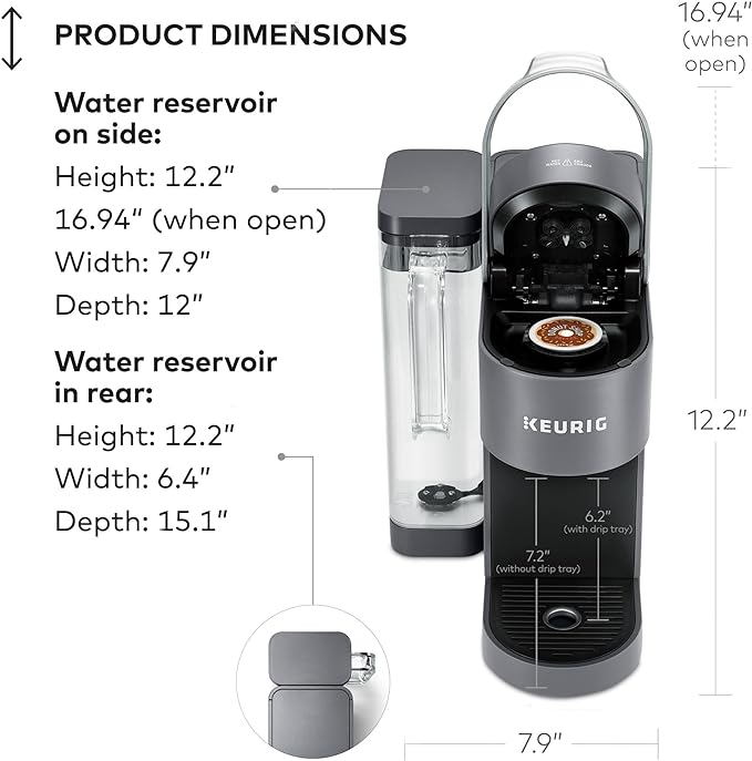 Keurig K-Supreme Single Serve K-Cup Pod Coffee Maker MultiStream Technology 4 Brew Sizes 66oz Dual-Position Removable Reservoir Gray