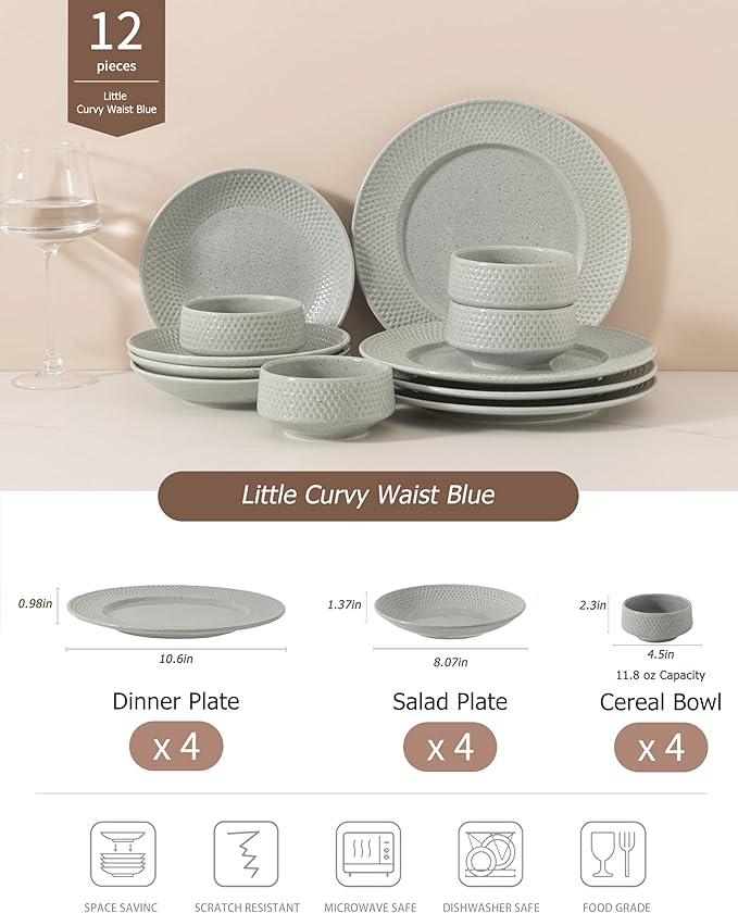 Dinnerware sets plates and bowls sets modern platesCeramic Dinnerware Sets12 Pieces Porcelain Lightweight PlatesScratch Resistant Dish Set (style - 12 4 - Set (12pcs))