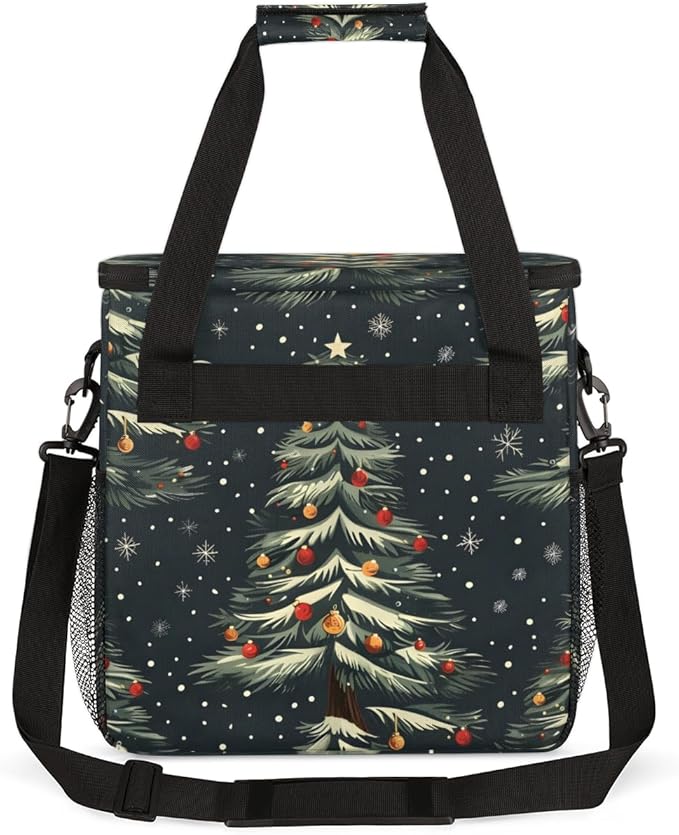 Modern Tree Xmas Coffee Maker Carrying Bag Portable Travel Storage Tote Bag Compatible with K-Mini or K-Mini Plus Single Serve Coffee Brewer Carrying Case with Multiple Pockets &amp Shoulder Strap