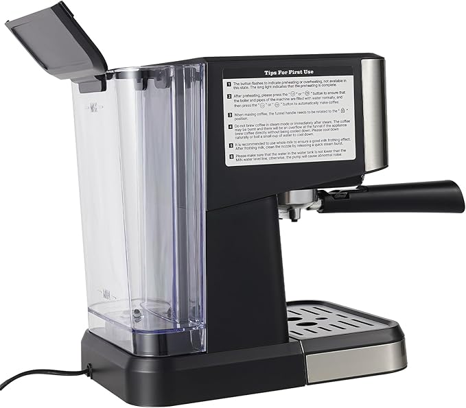 Semi-Automatic Espresso Coffee Machine Stainless Steel Small Drip Coffee Maker with Built-in Milk Frother and 15-20Bar Pump Single &amp Double Serve Coffee 110V 1050W
