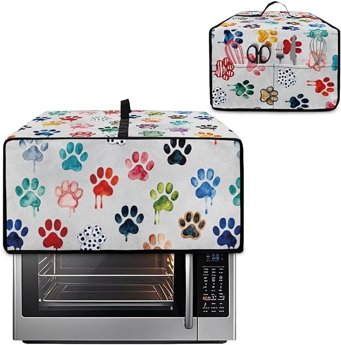 Doojoayie Cute Dog Paw Toaster Cover 8 Slice Appliance Covers for Kitchen Counter 22.5x18.5x 13 Universal Fit Dustproof Protector as Kitchen Decoration
