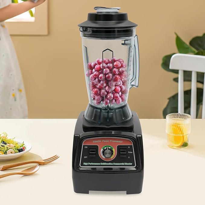 2800W Professional Commercial Blender with 2 In 1 Blades High Performance Ice Crusher Blender 3.9L /1.03Gal Capacity 57000RPM Speeds 3.3-Peak HP Self-Cleaning Black