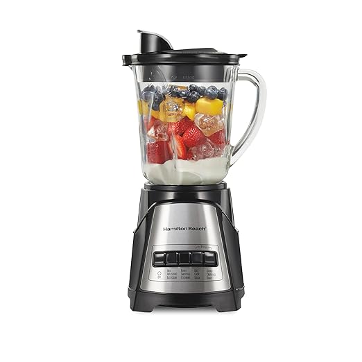 Hamilton Beach Power Elite Wave Action Blender For Smoothies 40 Oz Glass Jar 12 Functions Including Puree Crush Ice 700 Watts - Black (58148A)