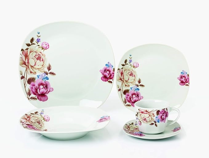 Porcelain 20 Piece Square Dinnerware Set Service for 4