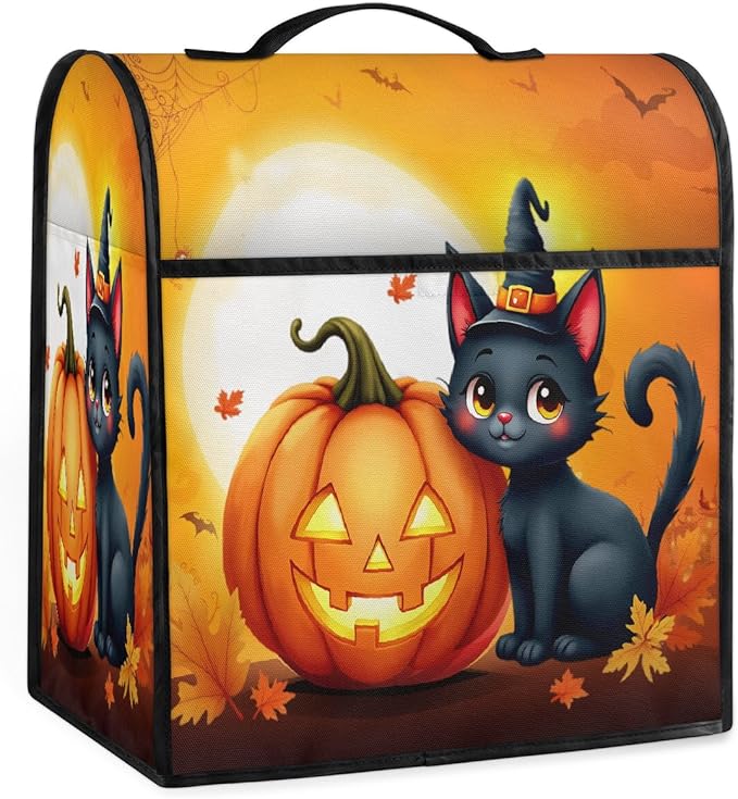 cfpolar Kitchen Aid Mixer Cover Compatible with 6-8 Quarts Halloween Cute Cat Pumpkin Stand Mixer Cover Kitchen Aid Mixers Accessories Appliance Organizer Bag Dust Covers with Zipper Pocket