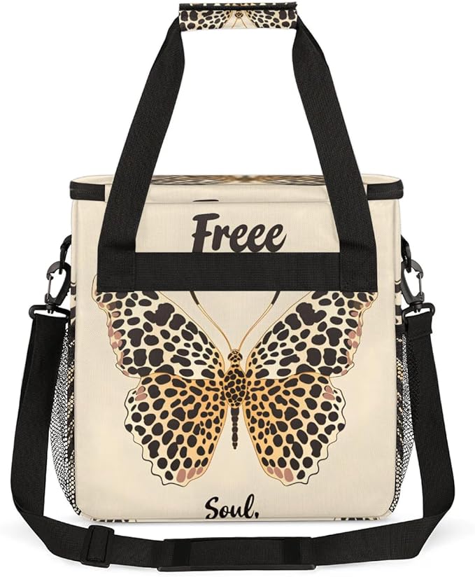 Coffee Maker Carrying Bag Leopard Butterfly Single Cup Coffee Maker Travel Bag Compatible with Keurig K-Mini or K-Mini Plus Portable Storage Bag with Shoulder StrapAZ-202