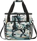 Abstract Horse Coffee Maker Carrying Bag Portable Travel Storage Tote Bag Compatible with K-Mini or K-Mini Plus Single Serve Coffee Brewer Carrying Case with Multiple Pockets &amp Shoulder Strap