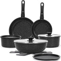 15Pcs Pots and Pans Set Non Stick Cookware Sets with Detachable Handle Nonstick RV Kitchen Cooking Tools Removable Handles Oven Safe Induction Fast Stackable Induction CookwareBlack