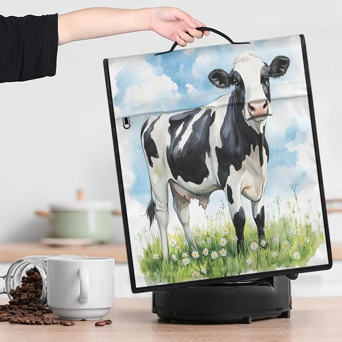 Kitchen Aid Mixer Cover Flower Animal Cow Stand Mixer Cover Compatible with 6-8 Quarts Stand Mixers Dust Covers with Zipper Pocket Foldable Washable Kitchen Aid Organizer Bag