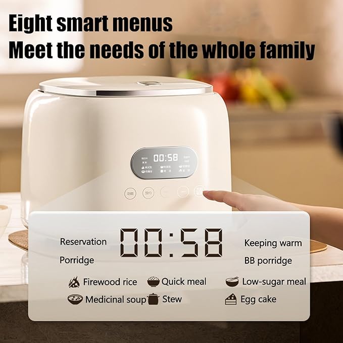 2.5L Portable Rice Cooker Low Sugar Rice Cooker 8 Cooking Modes Stainless Steel Inner Pot and Steamer