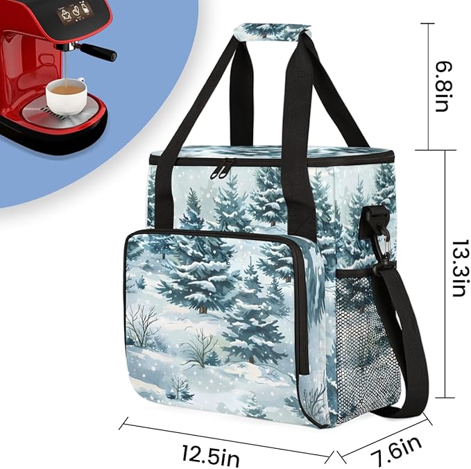 Graffiti Tree Coffee Maker Carrying Bag Christmas Festivals Travel Storage Bag Compatible with K-Mini or K-Mini Plus Single Serve Coffee Brewer Carrying Case with Multiple Pockets &amp Shoulder Str