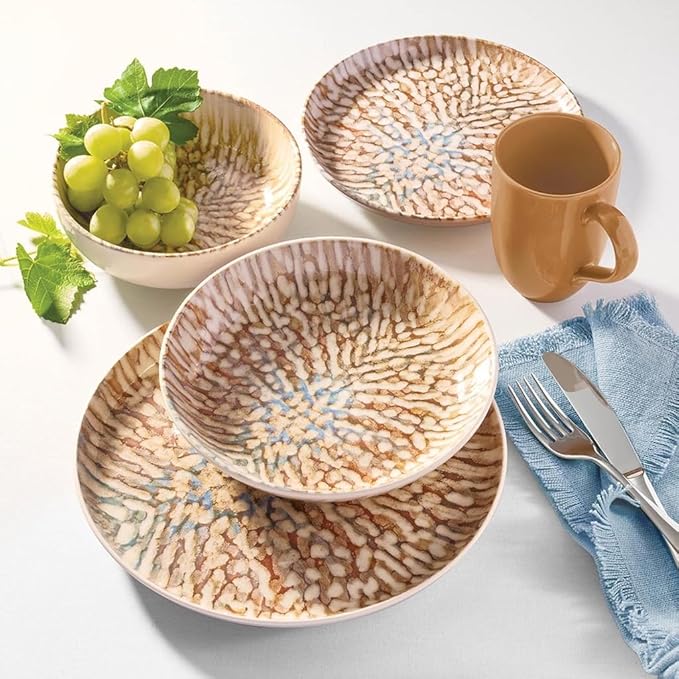 Oxford Contempo Caribbean Stoneware 20 Piece Dinnerware Set Service for 4