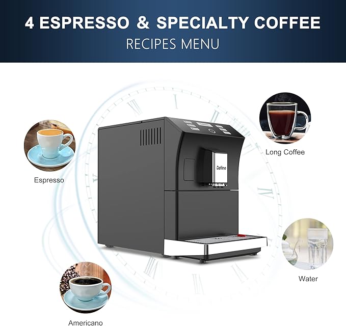 Anwick 205 Fully Automatic Espresso Machine One touch Coffee Machine with Manual Milk Frother for Cappuccino &amp Latte Stainless Steel (206 Black)