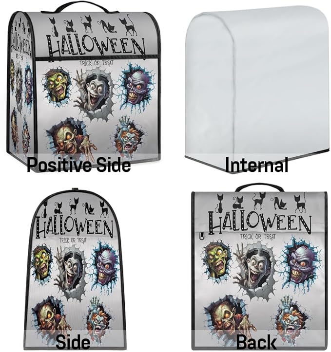 cfpolar Kitchen Aid Mixer Cover Compatible with 6-8 Quarts Halloween Funny Monsters Stand Mixer Cover Kitchen Aid Mixers Accessories Appliance Organizer Bag Dust Covers with Zipper Pocket
