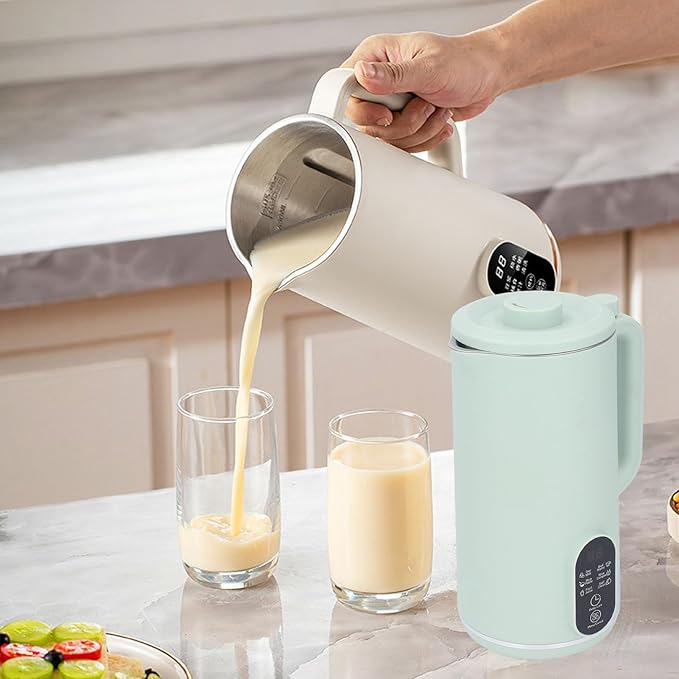 Multifunctional Blender 10 Leaf Stainless Steel Blades Filter Free Smoothie Maker Juicer Soymilk Maker with Intelligent Reservation for Soups Sauces Baby Food and More (Green US Plug 110V)
