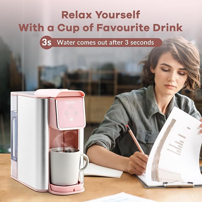 Mecity Pink Coffee Maker 3-in-1 Single Serve Coffee Machine For Flat Bottom Coffee Capsule Ground Coffee 6 to 10 Ounce Cup Removable 50 Oz Water Reservoir 120V 1150W