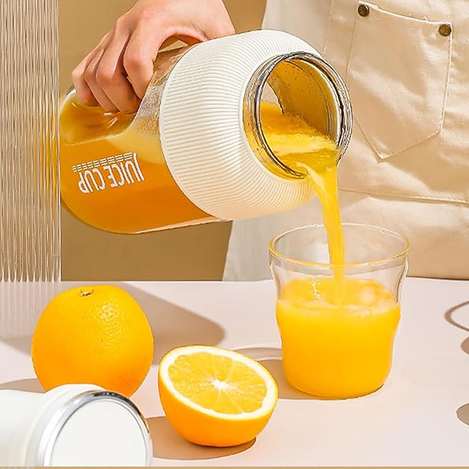 Pilipane Mini Juicer Cup Portable Rechargeable Cordless Juicer Blender 1.2L Multifunctional Blender Cup with Stainless Steel Blades for Travel Camping Gym Office