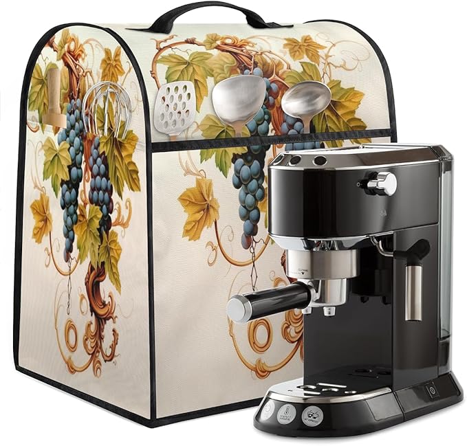 Kitchen Aid Mixer Cover Fruit Grape Leaves Stand Mixer Cover Compatible with 6-8 Quarts Stand Mixers Dust Covers with Zipper Pocket Foldable Washable Kitchen Aid Organizer Bag